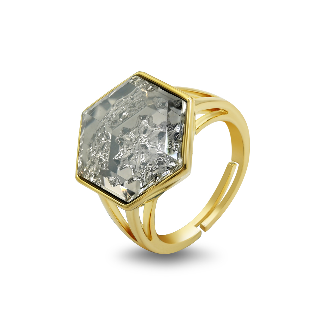 Gold Hexagon Ice Ring